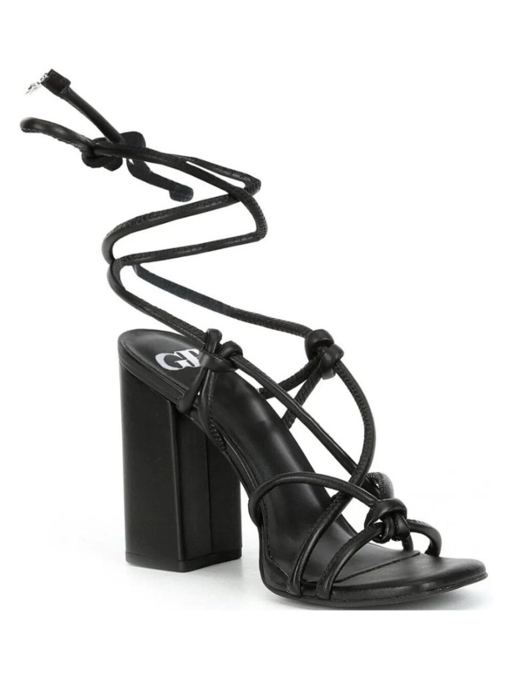 GB Case-Closed Leather Ankle Tie Dress Sandals in Black Sz. 11 NEW